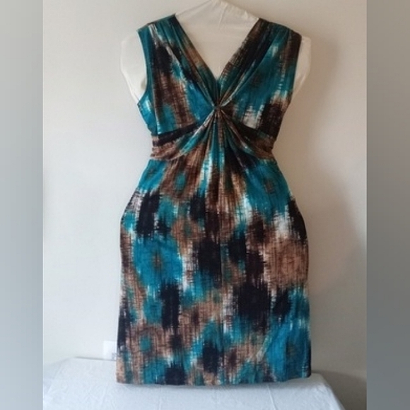 Laura Ashley Splash of Colors Sleeveless Empire Waist Dress- Size: L